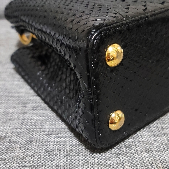 LOUIS VUITTON RARE Black Python Capucines Handbag BB - Picture 8 of 12